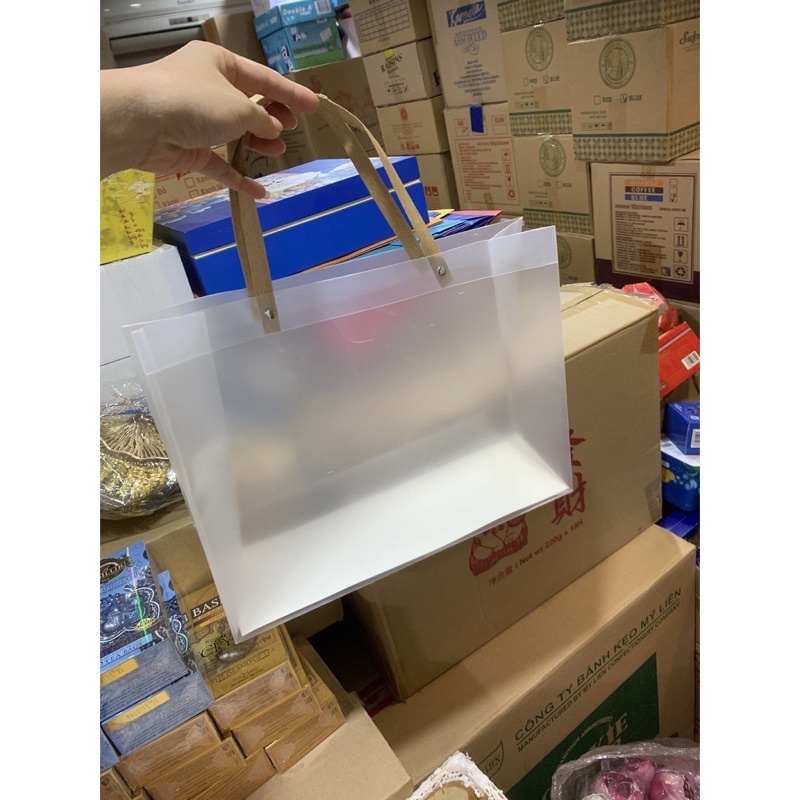 Set khay gỗ + nơ kèm dây buộc trang trí + màng co + túi meca đựng cho khay quà tết