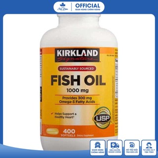  Dầu cá Fish Oil Omega 3 Kirkland Mỹ Phát Triển Tuần Hoàn Máu Ngăn Ngừa Tim Mạch Hỗ Trợ Trí Nhớ Tốt  400 viên  