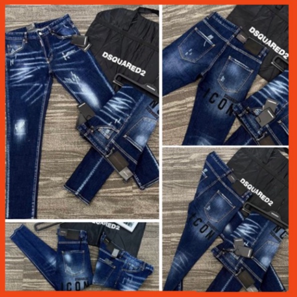 Quần DSQ2 ICON Xanh Mài Bạc Quần Bò DSQUARED Vẩy Sơn Xanh Sáng Chất Co Giãn Phối Loang 2023