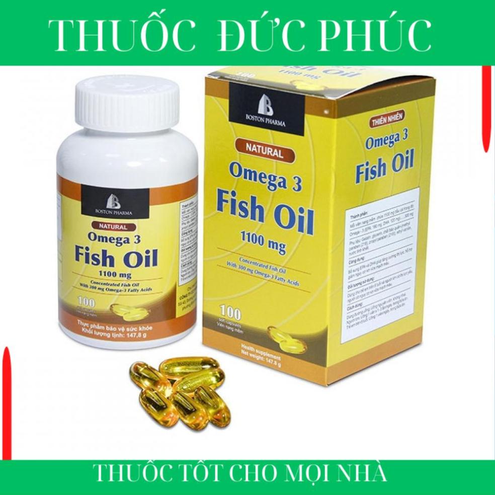 Viên uống dầu cá Natural Omega 3 Fish Oil 1100mg (Boston Pharma) hộp 1 lọ 100 viên t