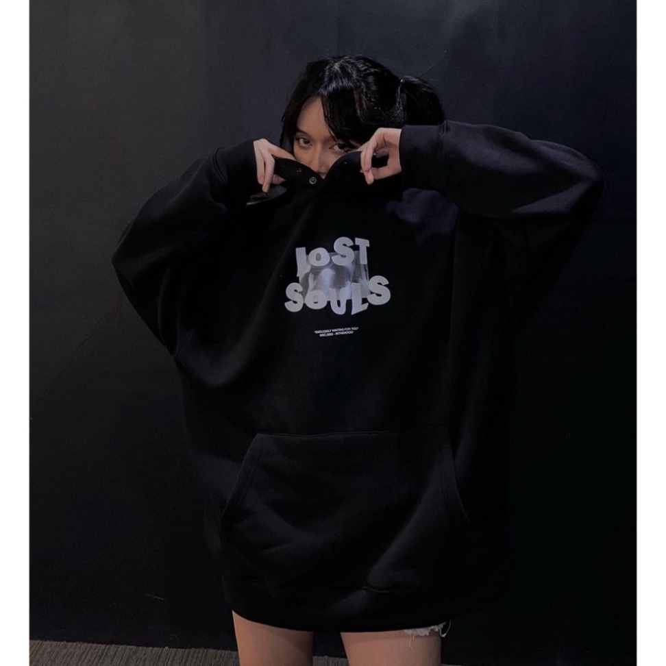 Áo hoodie unisex PRETTY, Hoodie form rộng mũ 2 lớp vải nỉ bông Cotton 300gsm