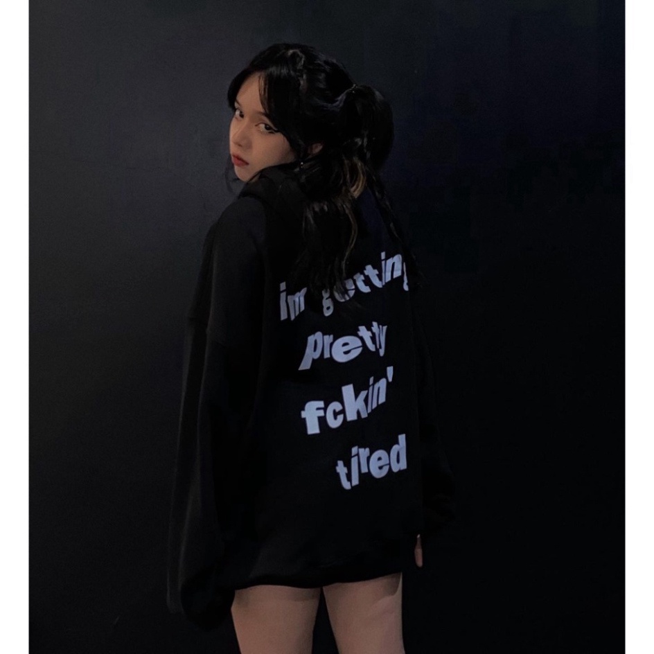 Áo hoodie unisex PRETTY, Hoodie form rộng mũ 2 lớp vải nỉ bông Cotton 300gsm