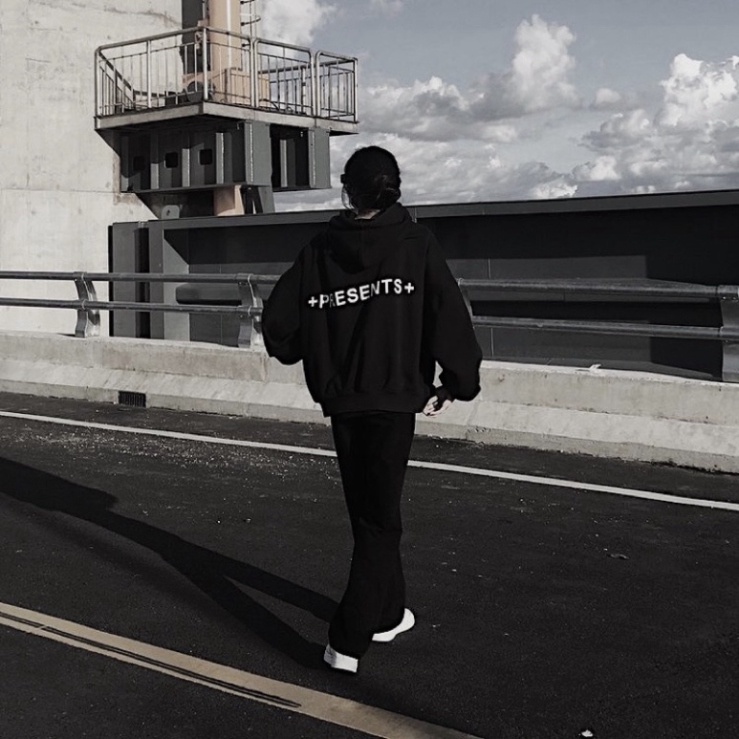 Áo Hoodie Presents, áo hoodie form rộng mũ 2 lớp tay phồng chất nỉ bông 100%cotton premium