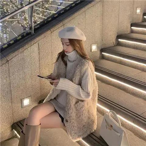 Áo Khoác Len Lông Cừu Sát Nách Dày Dặn Phong Cách Thời Trang Xuân Thu 2023