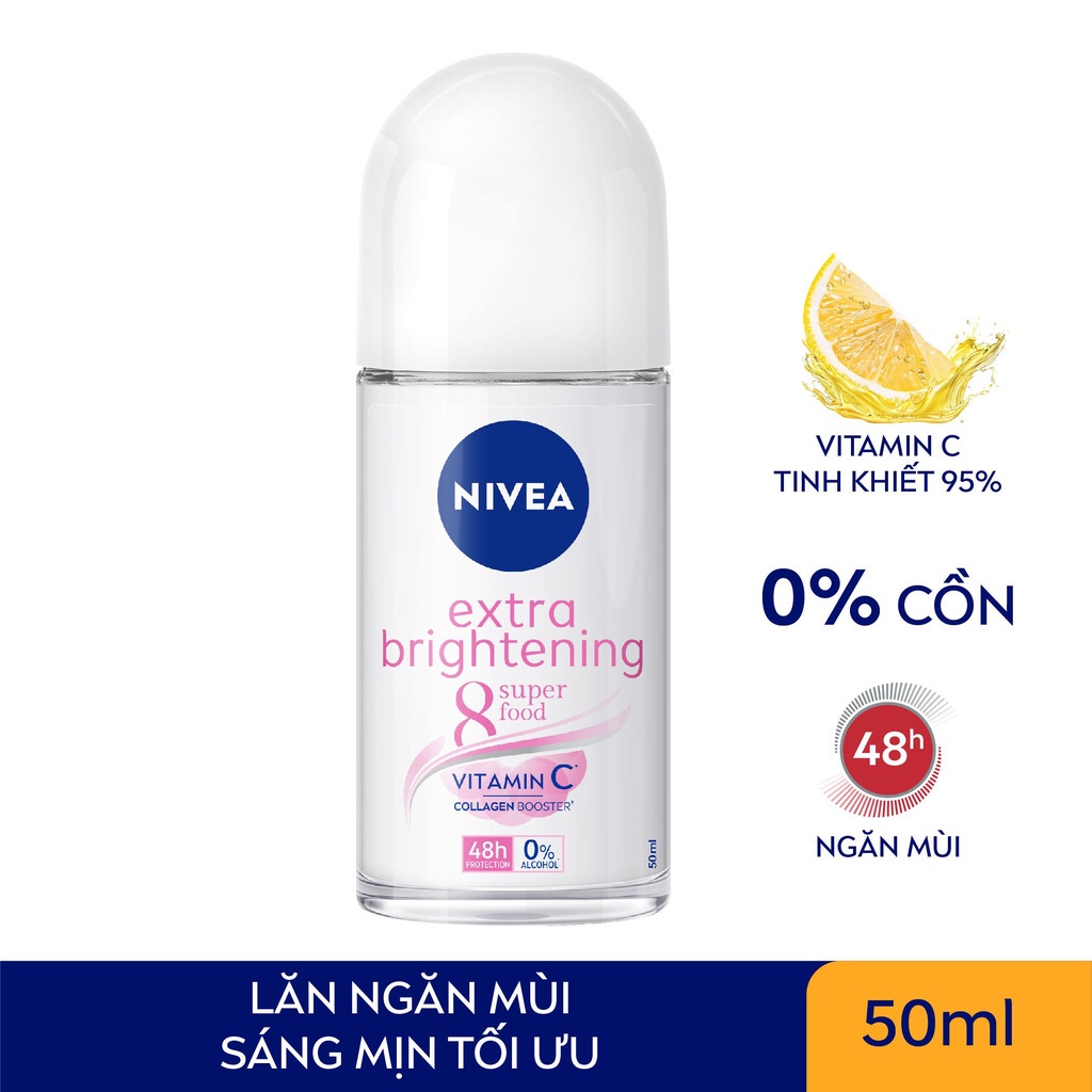 Bộ 2 Lăn Ngăn Mùi NIVEA Sáng Mịn Tối Ưu | Giảm Thâm Sạm | Vitamin C (50 ml) - 83747