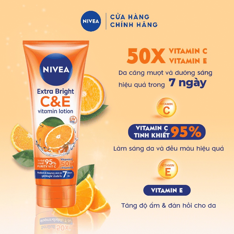 Bộ Đôi Sữa Dưỡng Thể NIVEA Vitamin C&E & C&A Sáng Mượt, Đều Màu Da Sau 7 Ngày 180 ml