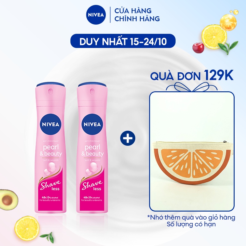 Bộ 2 Xịt Ngăn Mùi NIVEA Pearl&Beauty Shaveless Ngọc Trai | Mịn Mượt Da (150 ml) - 85348