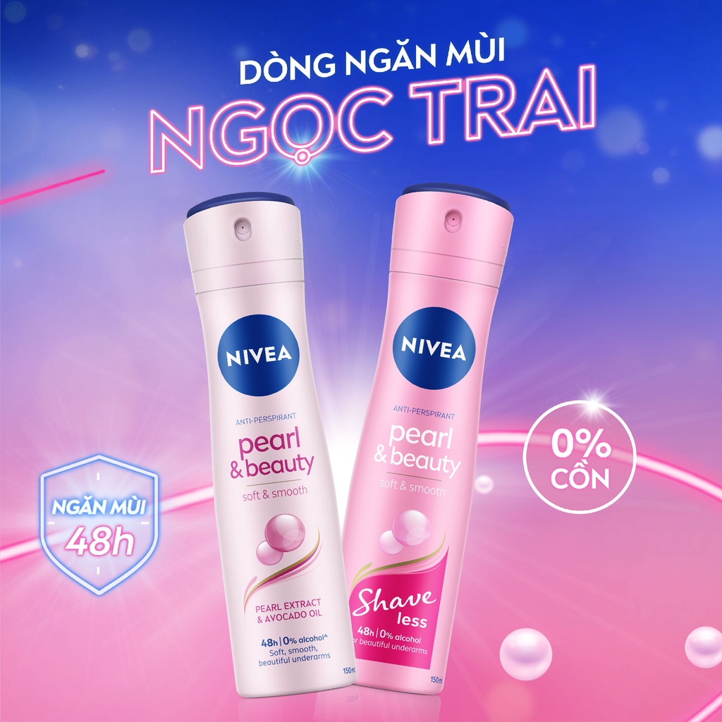 Bộ 2 Xịt Ngăn Mùi NIVEA Pearl&Beauty Shaveless Ngọc Trai | Mịn Mượt Da (150 ml) - 85348