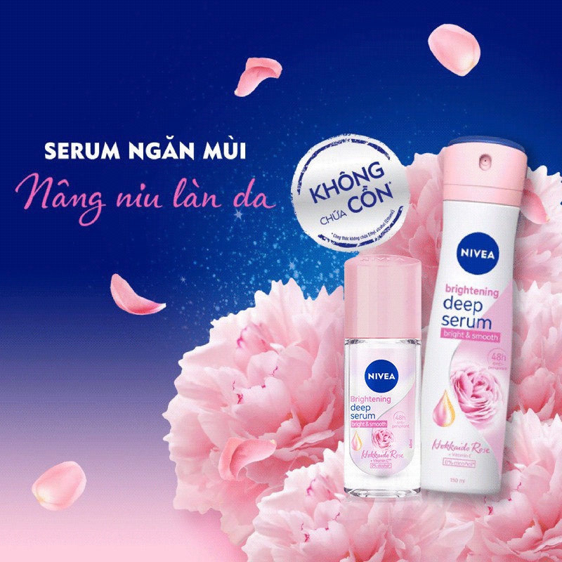 Bộ 2 Lăn Ngăn Mùi NIVEA Serum Sáng Mịn Hương Hoa Hồng Hokkaido (40 ml) - 85301