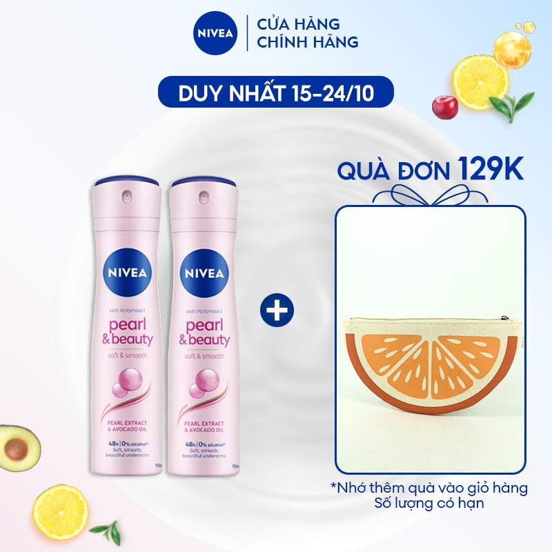 Bộ 2 Xịt Ngăn Mùi NIVEA Pearl&Beauty Dưỡng Sáng Da Ngọc Trai (150 ml) - 83731