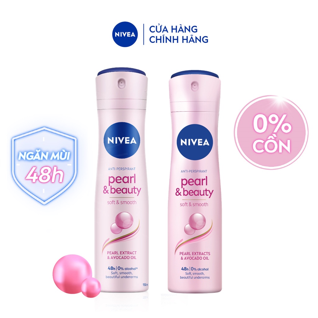 Bộ 2 Xịt Ngăn Mùi NIVEA Pearl&Beauty Dưỡng Sáng Da Ngọc Trai (150 ml) - 83731