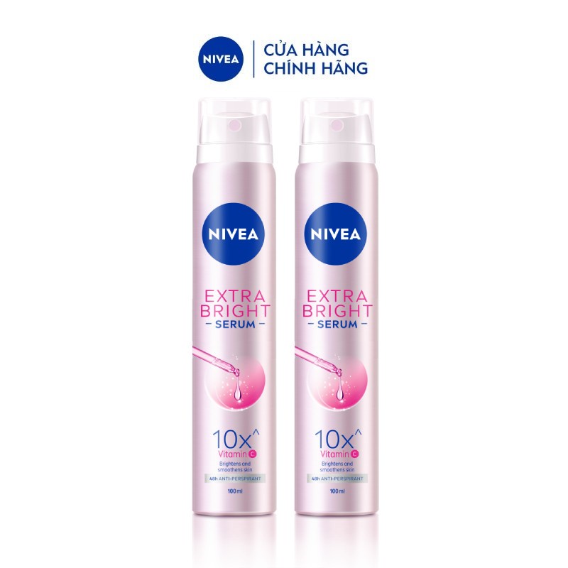 Bộ 2 Xịt Ngăn Mùi NIVEA Serum Sáng Mịn 10X Vitamin C (100 ml) - 80020