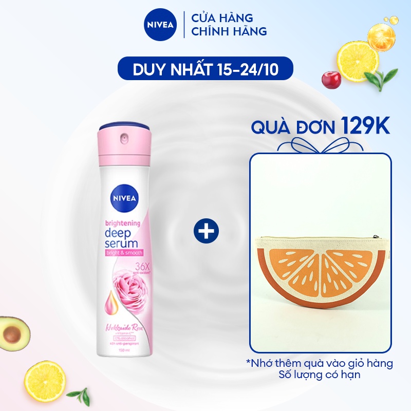 Xịt Ngăn Mùi NIVEA Serum Sáng Mịn Hương Hoa Hồng Hokkaido (150 ml) - 85304