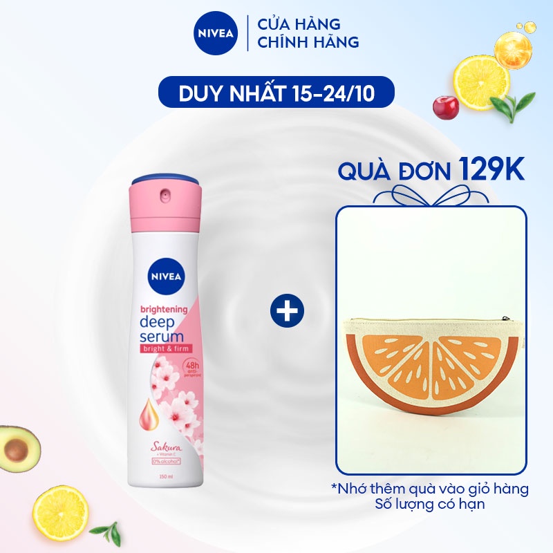 Xịt Ngăn Mùi NIVEA Serum Trắng Mịn Hương Hoa Anh Đào (150 ml) - 85308