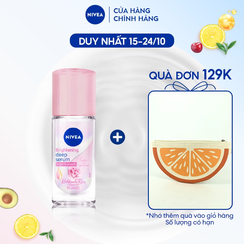 Lăn Ngăn Mùi Nivea Serum Trắng Mịn Hương Hoa Hồng Hokkaido (40 ml) - 85301