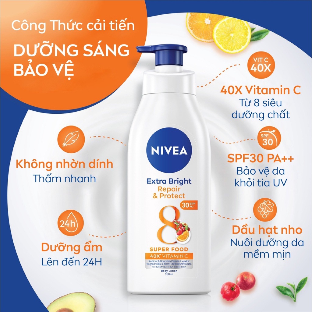 Bộ Đôi Sữa Dưỡng Thể NIVEA Phục Hồi & Dưỡng Sáng Da Ngày & Đêm (350 ml) - 88311+98412