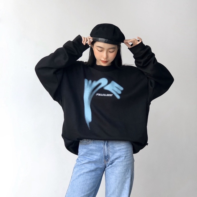 Áo SWEATER SHigh Waves Sweater ,Áo Sweater 2 lớp tay phồng chất nỉ bông 100%cotton premium