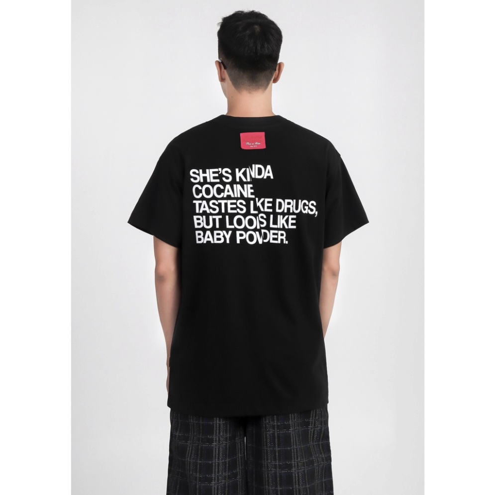 Áo Thun Oversize FOLDED TYPO SHE'SCOCAINE,  Áo phông chất liệu 100% cotton co giãn 2 chiều định lượng 250gsm