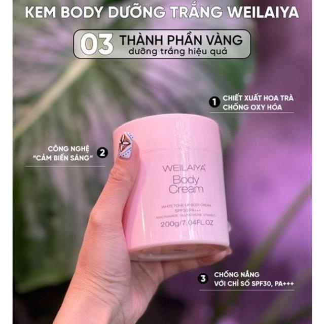 Kem kích trắng nâng tone Weilaiya White Tone-Up Body Cream SPF30 PA+++ 200g - DORIS