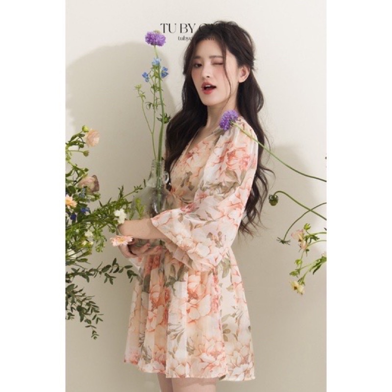 TUBYCATU | Jumpsuit tơ nâu nút ngọc