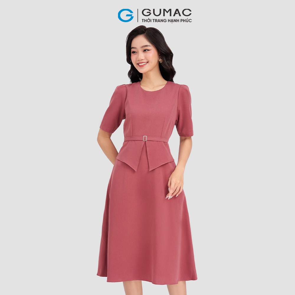 Đầm Peplum dáng xòe phối belt sang trọng GUMAC DD03028