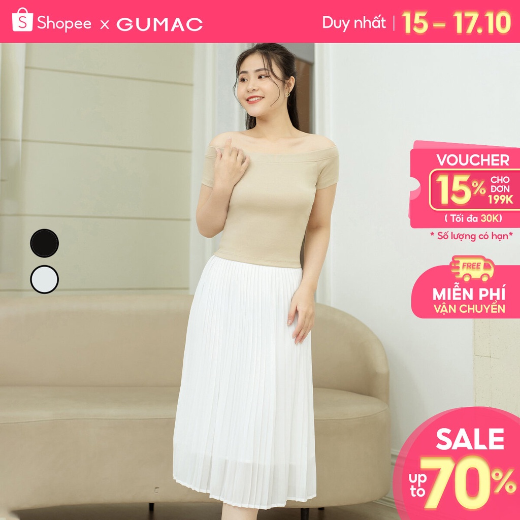 Chân váy công sở GUMAC VD08012 xếp li dáng suông A