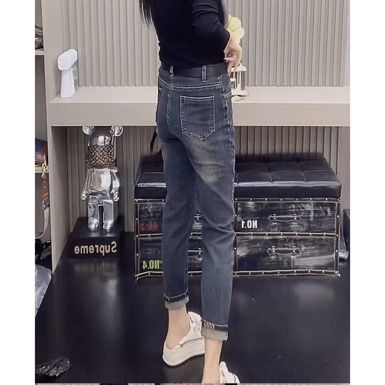 Niche Quần Jean Dài Đến Mắt Cá Chân Eo Cao Ôm Dáng Phong Cách Mùa Thu Mới 2023 Cho Nữ