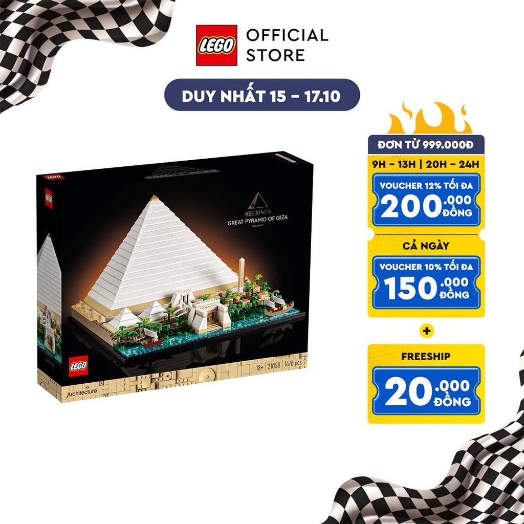[Mã LIFEMC06DBAU giảm 50k đơn 350k] LEGO ARCHITECTURE 21058 Kim Tự Tháp Ai Cập (1476 chi tiết)