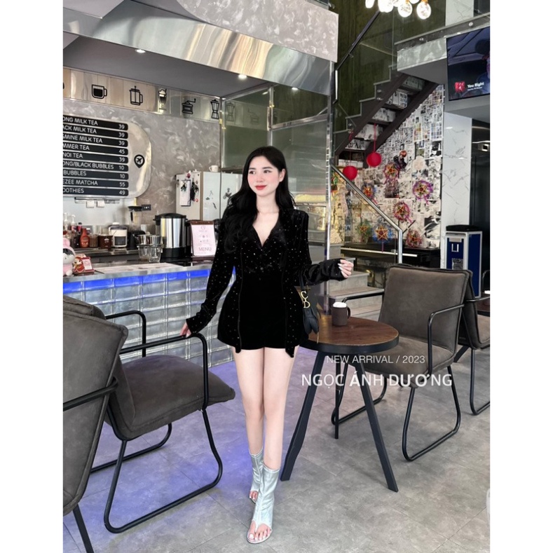 ✔ Set sơmi nhung nhũ mix quần sooc tuyệt phẩm Áo sơmi nhung nhũ QC cao cấp, buộc vạt thay đổi Qu