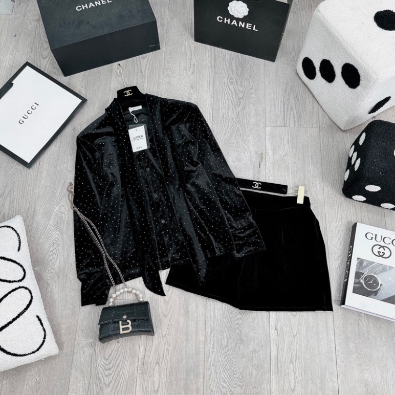 ✔ Set sơmi nhung nhũ mix quần sooc tuyệt phẩm Áo sơmi nhung nhũ QC cao cấp, buộc vạt thay đổi Qu