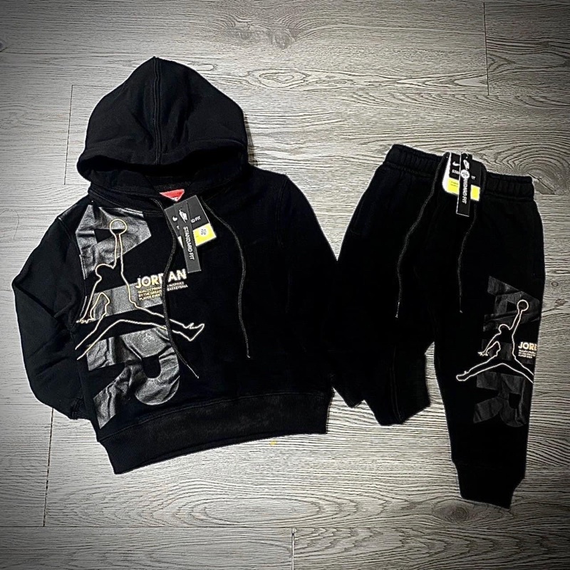 Bộ nỉ đen áo hoodie dư xịn bé trai