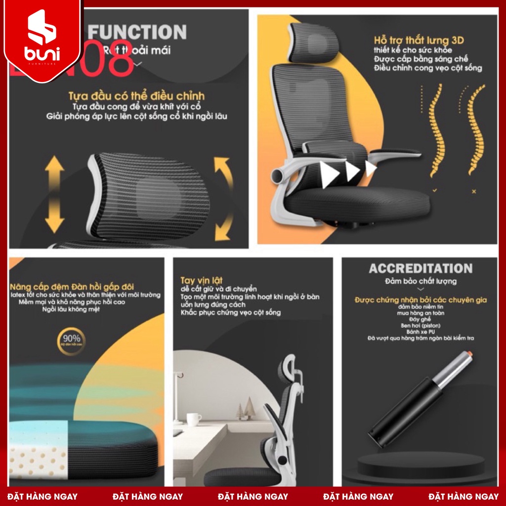 Ghế Công Thái Học Gaming ERGONOMIC Cao Cấp, Ghế Văn Phòng Chân Xoay Lưng Lưới | BigBuy360 - bigbuy360.vn