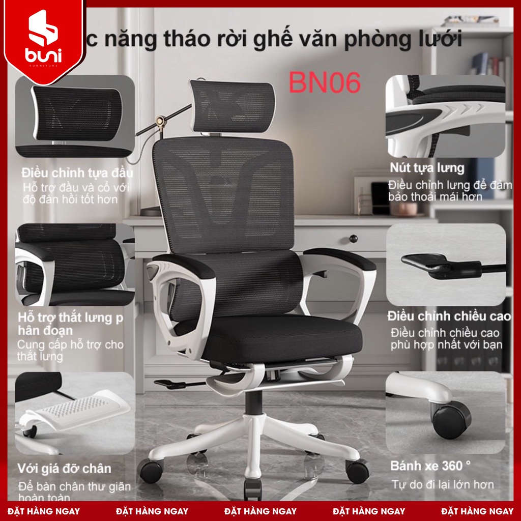 Ghế Xoay Văn Phòng Công Thái Học Ngả Lưng Bảo Vệ Cột Sống, Kiểu Dáng Thiết Kế Sang Trọng, Bền Chắc | BigBuy360 - bigbuy360.vn