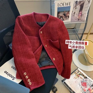 Áo khoác len đỏ tía khí chất retro