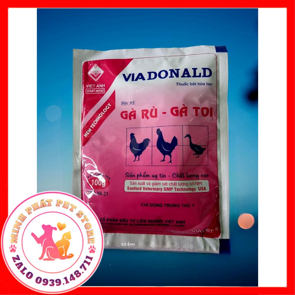 VIADONALD hỗ trợ gà rù, gà toi gói 100g
