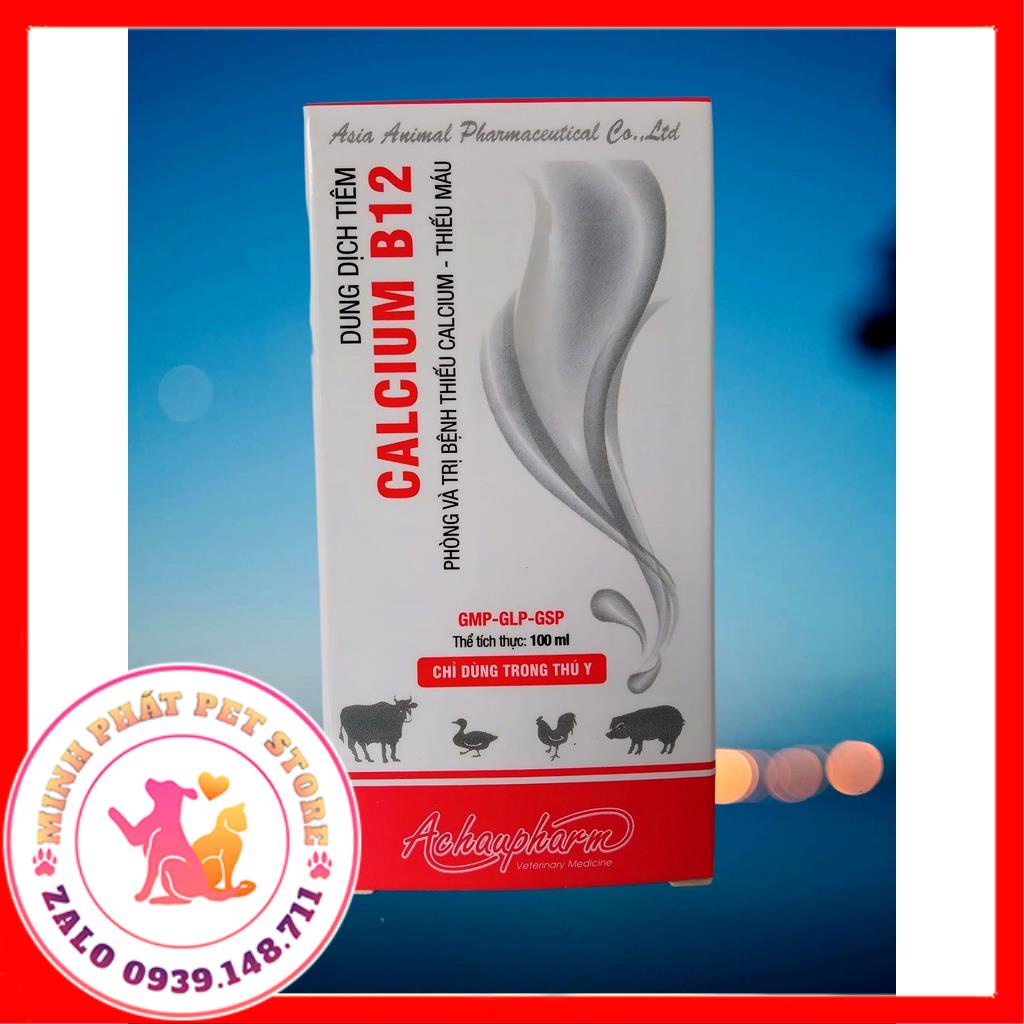 CALCIUM B12 ( caxi b12 ) thiếu canxi , b12 , thiếu máu, bại liệt trên gia súc gia cầm