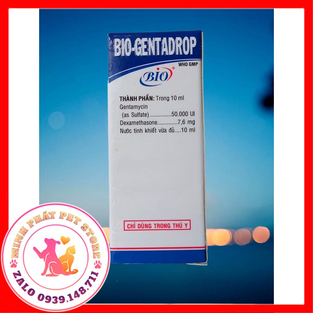 Bio- Gentadrop chai 10ml nước nhỏ mắt cho chó mèo, gà đá