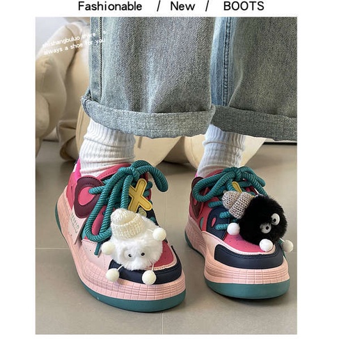 Giày Thể Thao Đế Dày Tăng Chiều Cao In Họa Tiết Hoạt Hình Thời Trang Thu Đông 2023 Cho Nữ