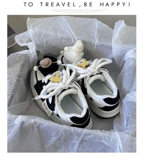 Giày Thể Thao Đế Dày Tăng Chiều Cao In Họa Tiết Hoạt Hình Thời Trang Thu Đông 2023 Cho Nữ