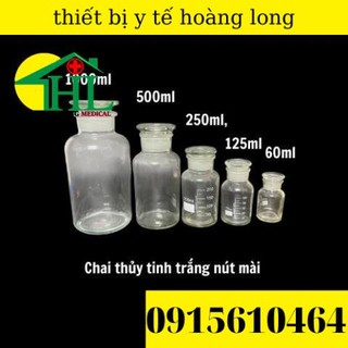 Chai thủy tinh trắng nút mài 60ml, 125ml, 250ml, 500ml, 1000ml