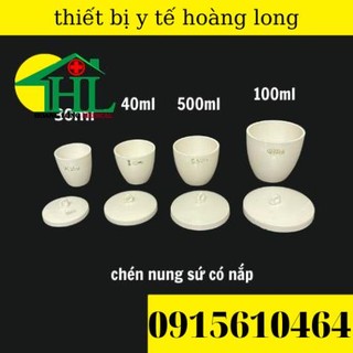 Chén nung sứ có nắp dùng cho phòng thí nghiệm 30ml, 40ml, 50ml, 100ml