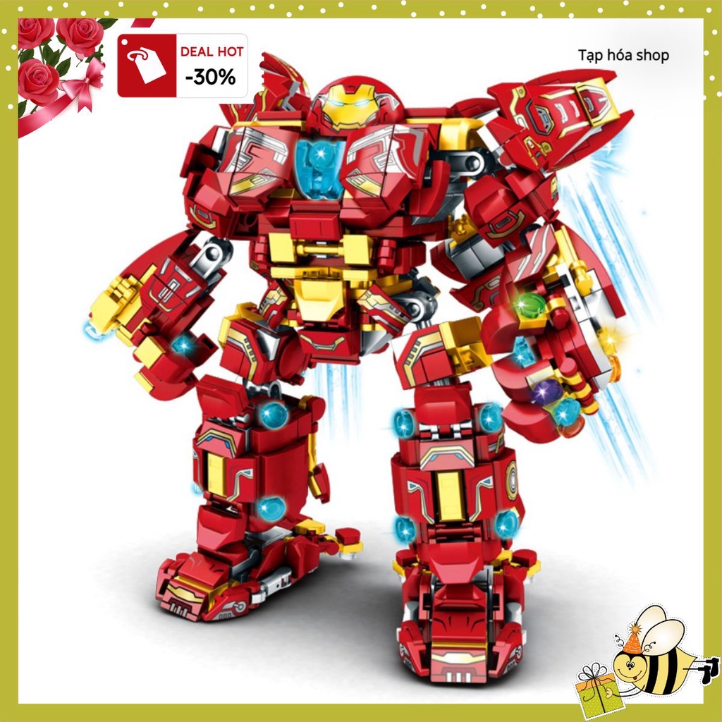 Xả hết 820 CHI TIẾT - HÀNG CHUẨN - BỘ ĐỒ CHƠI XẾP HÌNH Mô Hình Người Sắt tặng kèm xe
