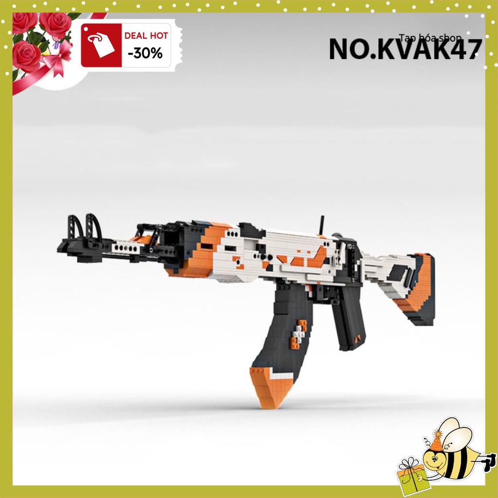 Xả kho Đồ Chơi Lắp Ráp Kiểu LEGO Mô Hình Súng AK47 Asiimov Mockevin183 Brick Moc Trong PUBG CSGO Free Fire có tặng xe