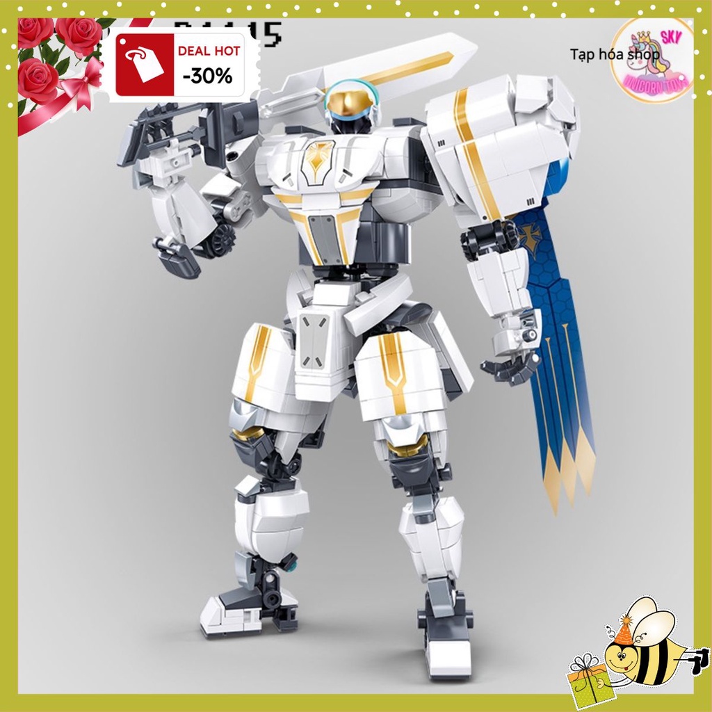 Xả hết Đồ Chơi Lắp Ráp Kiểu LEGO Mô Hình Robot Kiếm Sĩ Arthur - Của Rom Trong Game Super Mecha Champion tặng kèm xe