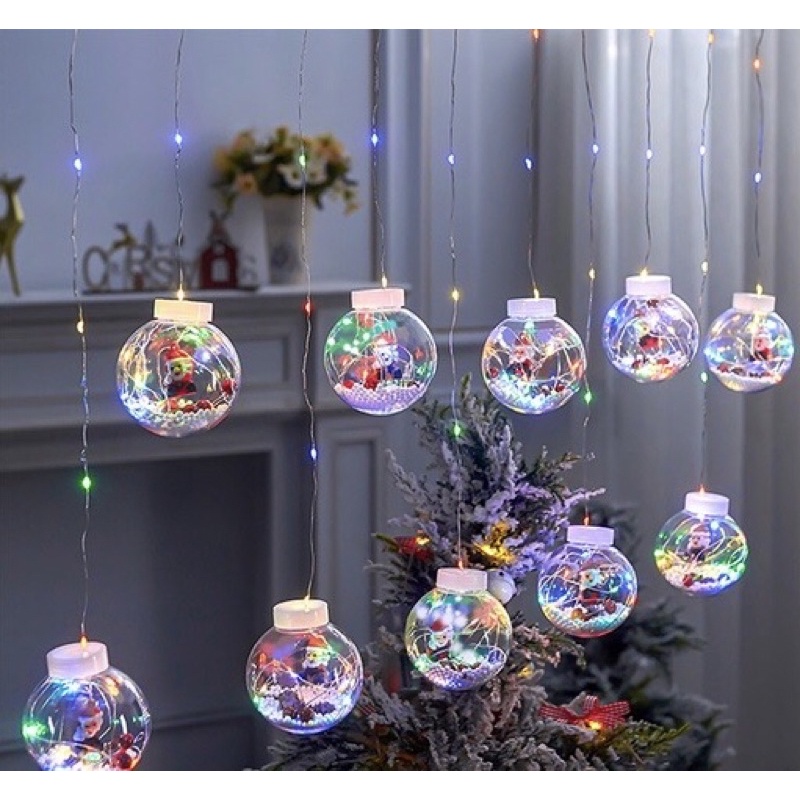 Đèn nháy thả mành hình cầu dài 4m , 10 bóng đường kính 8cm noel