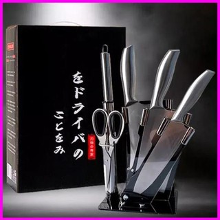 Bộ dao inox 6 món cao cấp - bộ dao kéo 6 món nhật bản chống gỉ, tặng kèm khay để dao kéo