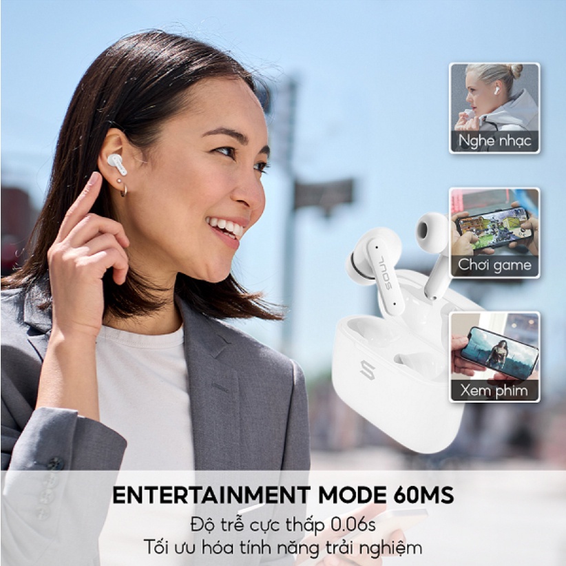 Tai nghe Truewireless soul s-live 30-Enc chống ồn IPX4 chống nước Bluetooth 5.3 độ trễ 60ms bảo hành 12 tháng