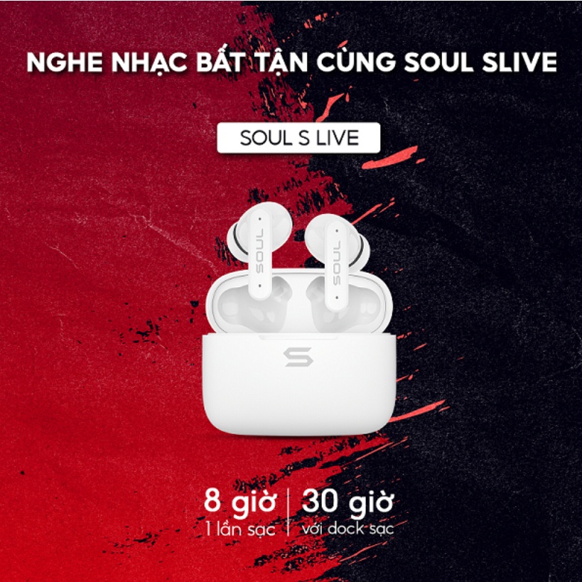 Tai nghe Truewireless soul s-live 30-Enc chống ồn IPX4 chống nước Bluetooth 5.3 độ trễ 60ms bảo hành 12 tháng
