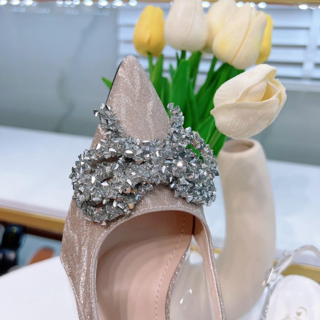 Giày cao gót nữ 9 phân kim tuyến phối mika đính nơ, giày sandal nữ 9cm Thanh Thảo Store mã U50