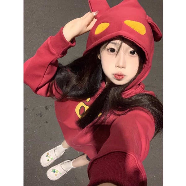 Dễ Thương Áo Khoác Hoodie Dáng Rộng In Hình Chú Heo Đáng Yêu Thời Trang Mùa Thu Cho Nữ